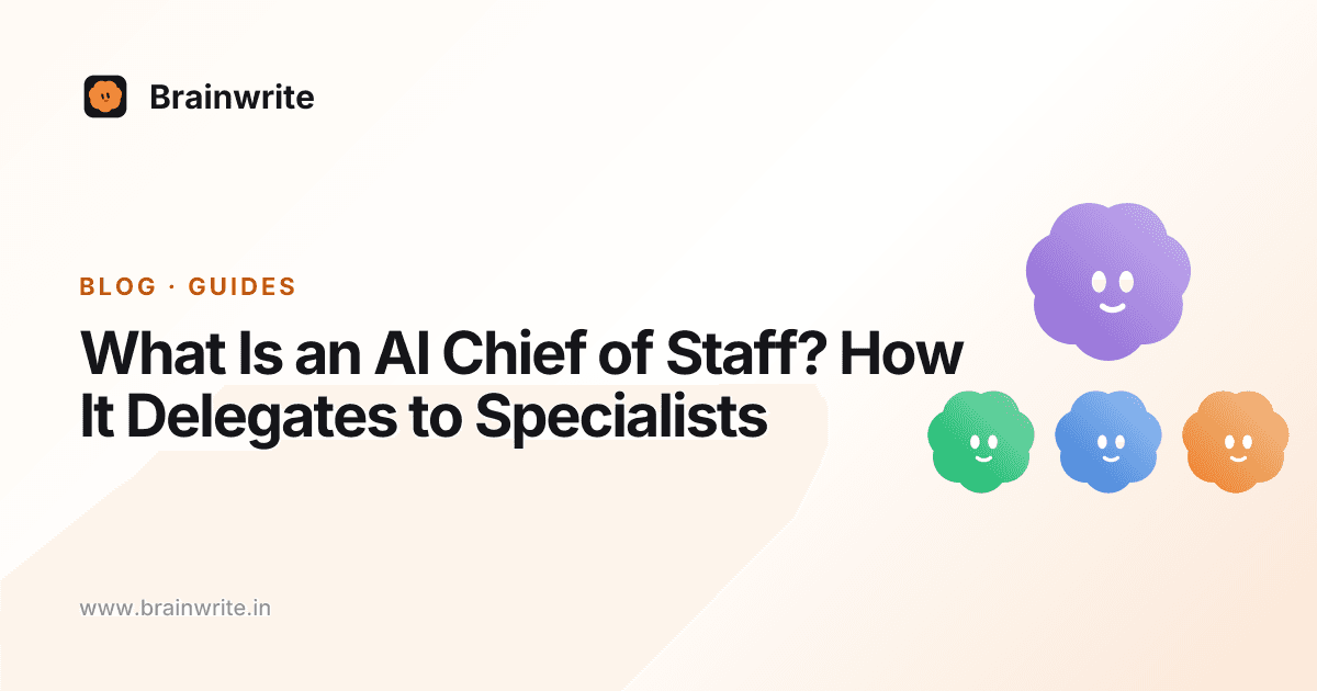 What Is an AI Chief of Staff? How It Delegates to Specialists: cover art with the Brainwrite team